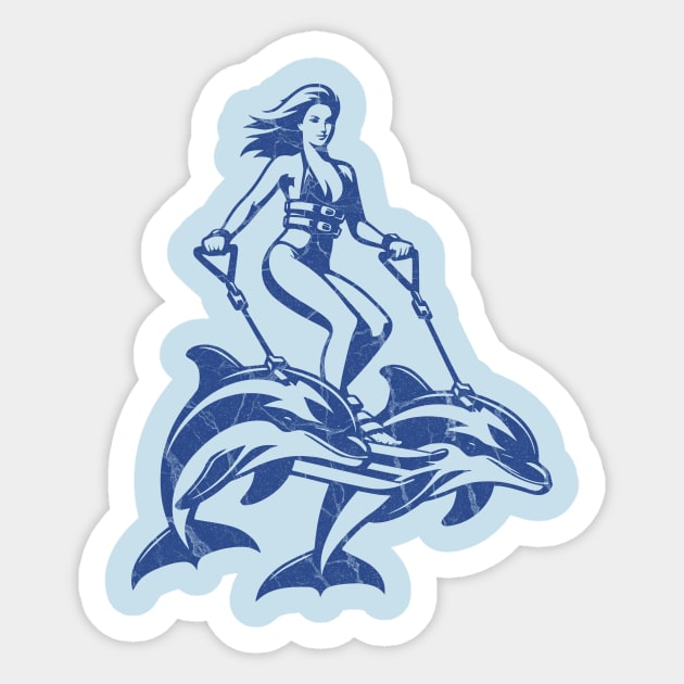 Waterskiing with Dolphins Sticker by JSnipe